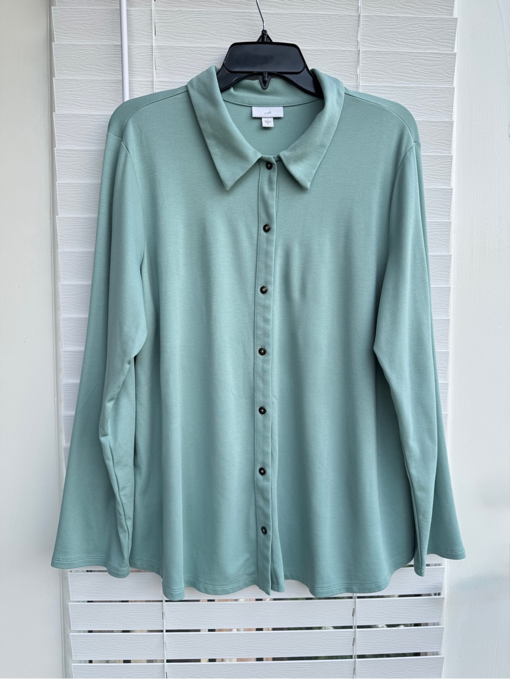J.Jill Mint Green Knit Button Front Collared Blouse XL Soft Stretch Top - Picture 4 of 10